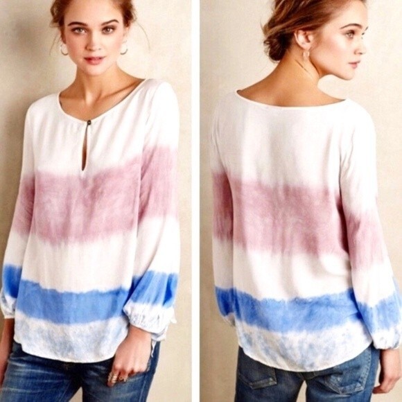 Anthropologie Tops - Holding Horses Tie Dye Americana Peasant Blouse M